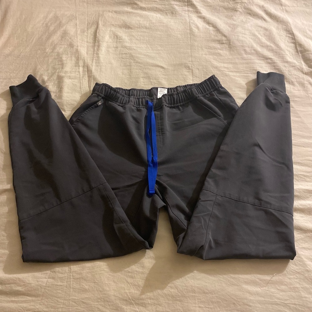 Figs Gray Joggers with Blue Drawstring
